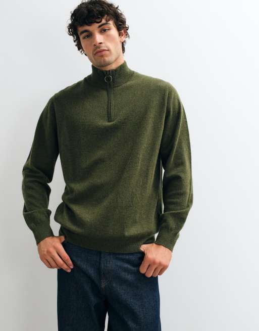 Barbour Ronson knitted half zip sweatshirt in green, 5 of 5