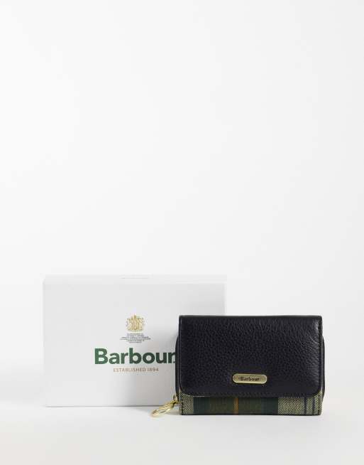 Barbour Rosa leather tartan check purse in black, 2 of 4