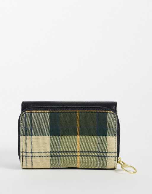 Barbour Rosa leather tartan check purse in black, 3 of 4