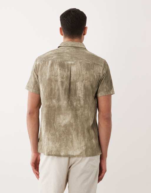 Barbour Ross short sleeve washed leaf print relaxed shirt in khaki, 5 of 5