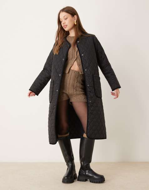 Barbour round collar quilt jacket in black - view 1