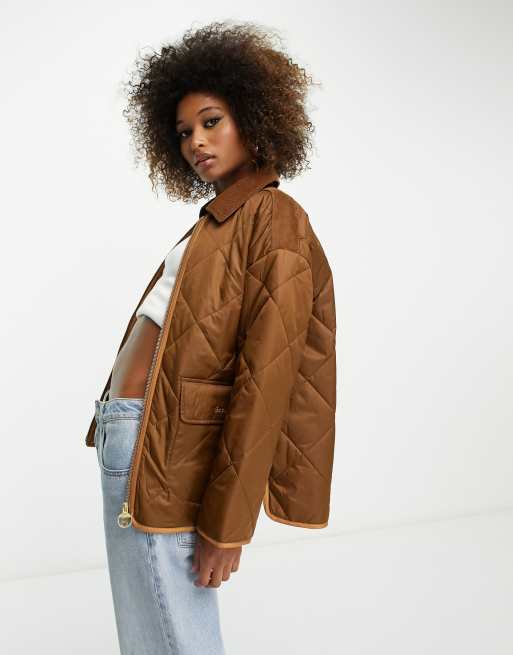 Barbour brown leather store jacket