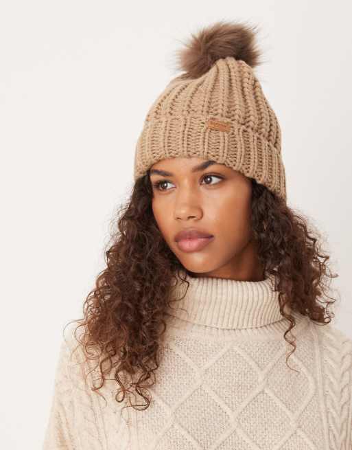 Barbour Saltburn beanie hat in beige ASOS