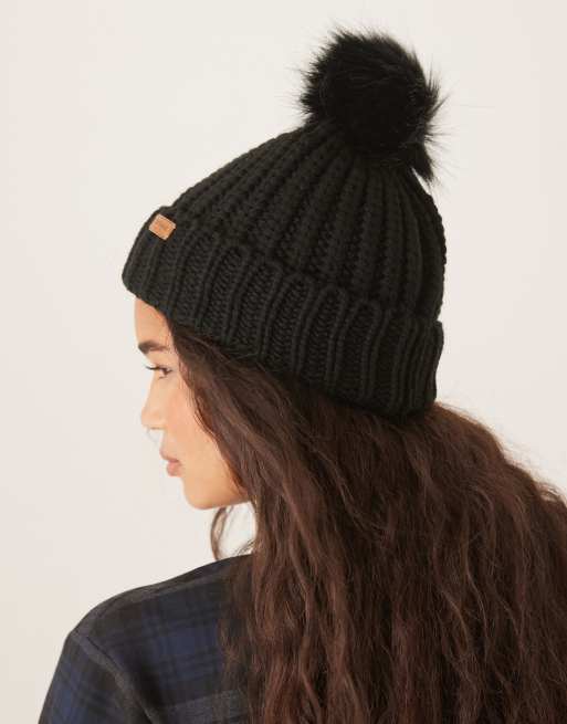 Barbour Saltburn beanie hat in black , 3 of 3