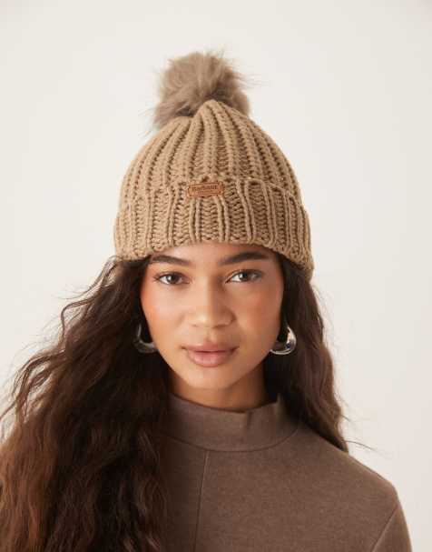 Barbour Saltburn beanie hat in mink  - view 1
