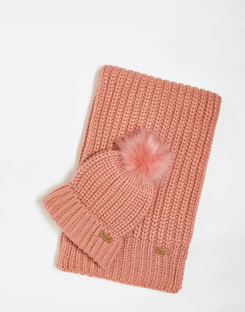 Barbour Saltburn beanie & scarf gift set in pink - view 1