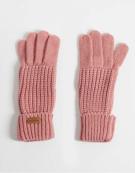 Barbour Saltburn rib knit gloves in dusty pink - view 1
