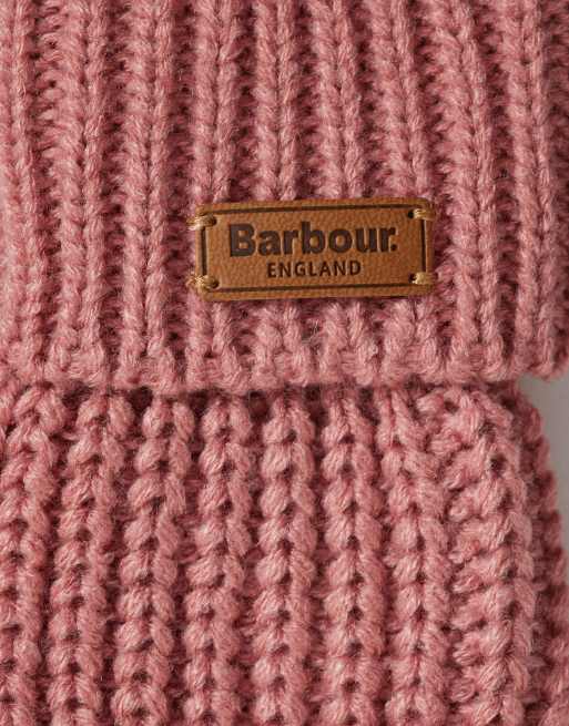 Barbour Saltburn rib knit gloves in dusty pink, 2 of 3