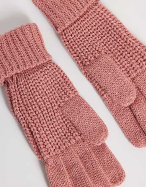 Barbour Saltburn rib knit gloves in dusty pink, 3 of 3