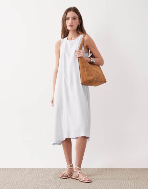 Barbour Salthill gathered mini dress in light blue