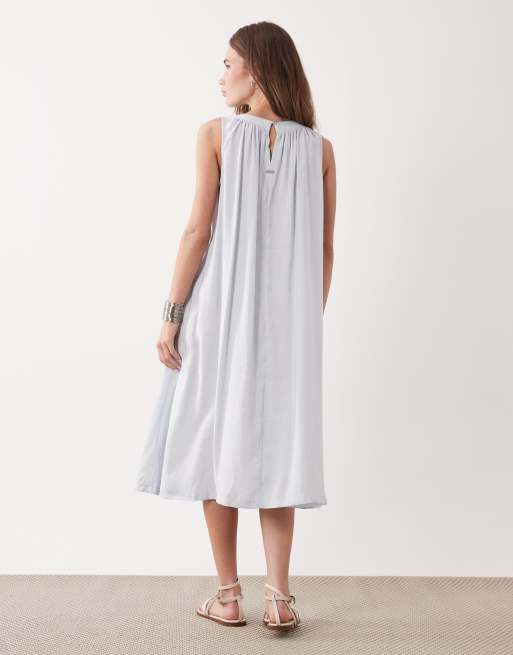 Barbour Salthill gathered mini dress in light blue, 2 of 4