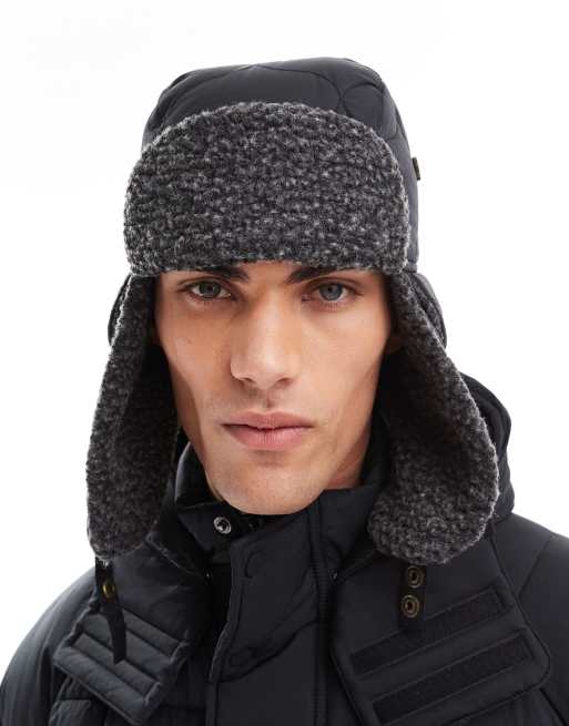 Barbour Sandbay quilted trapper hat in black