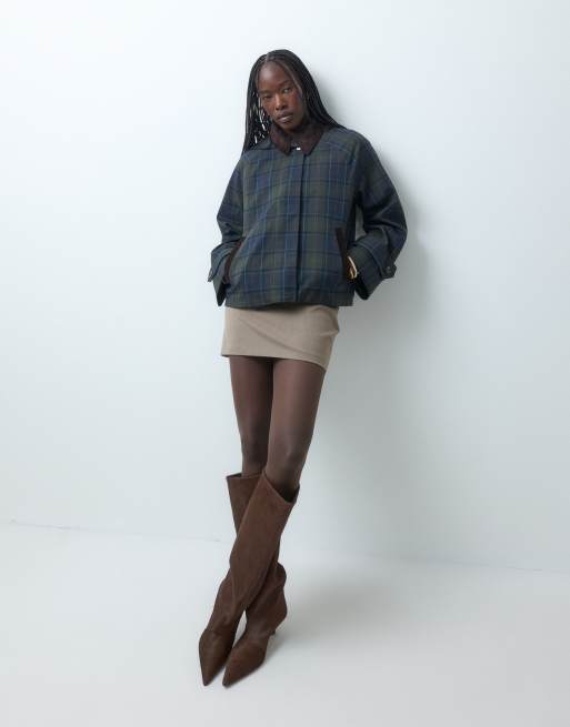 Barbour Sandra showerproof tartan check jacket in navy/green, 5 of 5