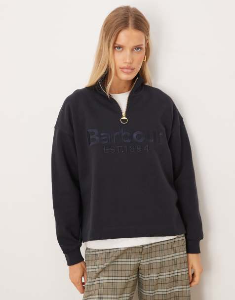 Barbour sara logo half zip sweatshirt in navy - view 1