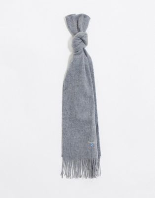 Barbour – Schlichter Schal aus grauer Lammwolle