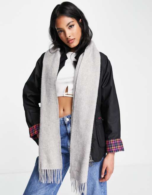 Barbour Sciarpa in lana d'agnello grigia ASOS