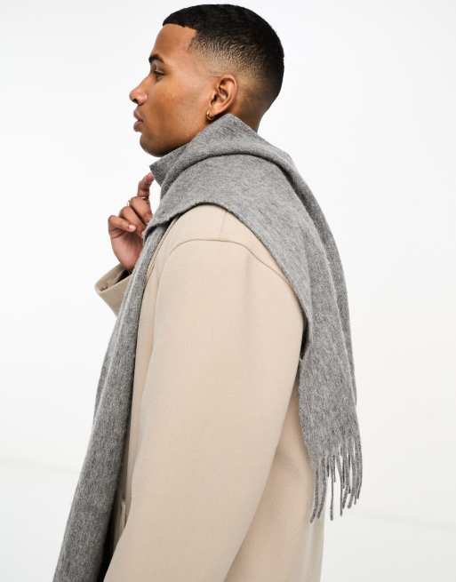 Barbour Sciarpa in lana d'agnello tinta unita grigio chiaro ASOS