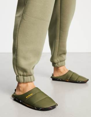 Barbour Scott quilted slippers in khaki