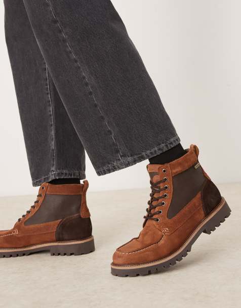 Barbour Sheene Reengineered moc toe suede boots in brown - view 1