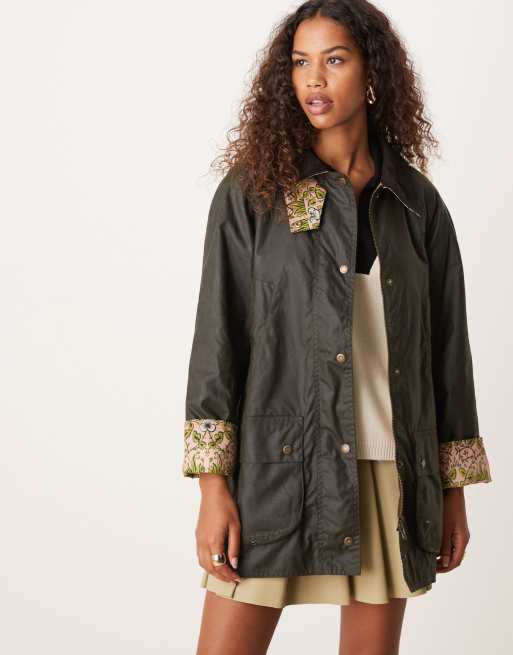 Barbour Shelton Wax Jacket in archive olive/eyebright, 3 of 4