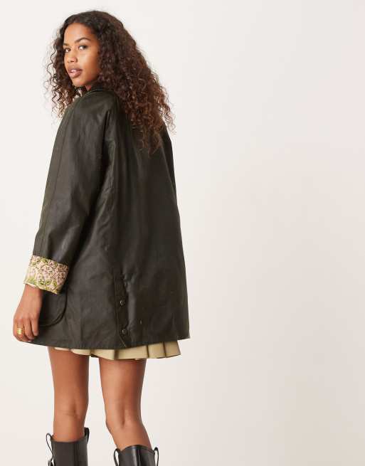 Barbour Shelton Wax Jacket in archive olive/eyebright, 4 of 4
