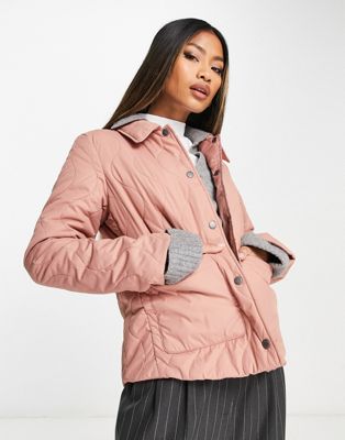 Barbour short quilted jacket in coral