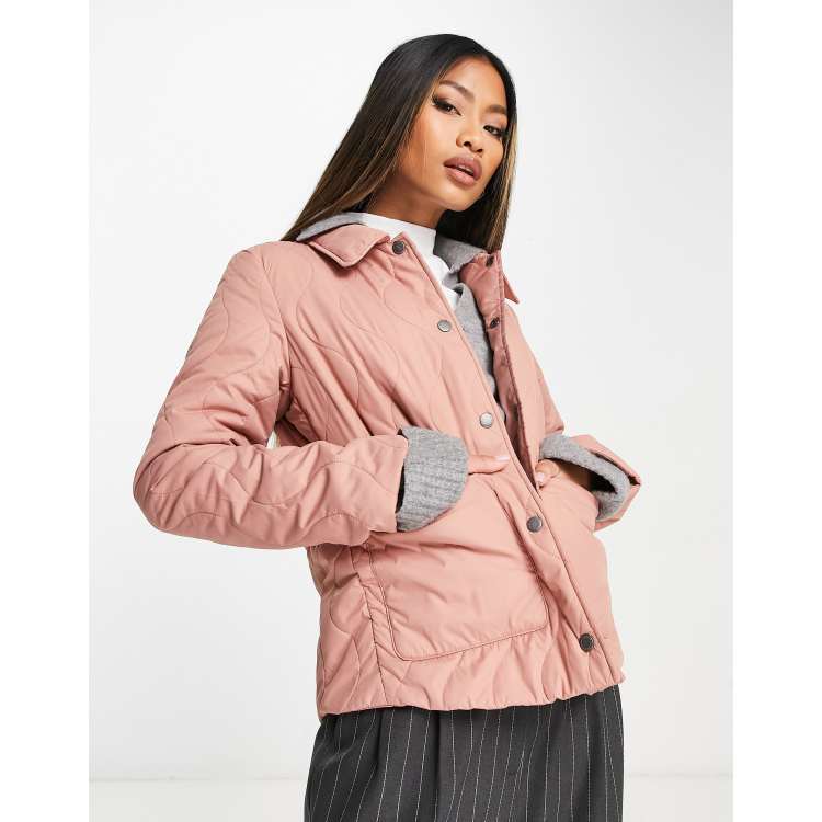 Barbour short quilted jacket in coral ASOS