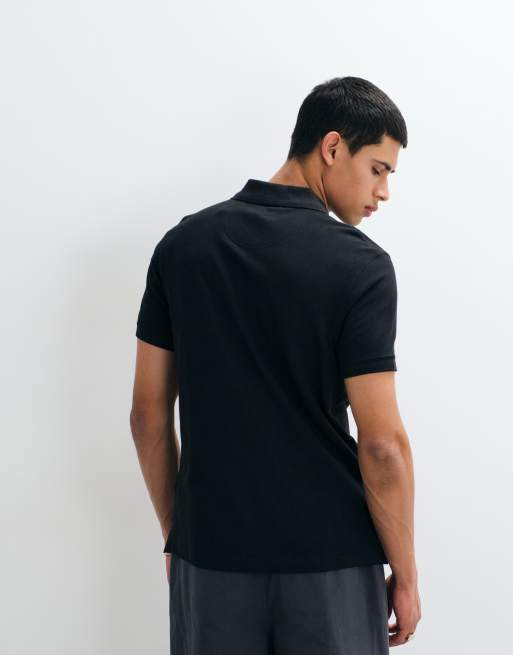 Barbour short sleeve pique tailored logo polo shirt in black, 5 of 5