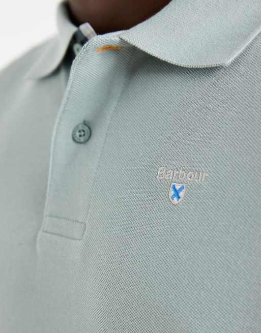 Barbour short sleeve tartan detail pique polo shirt in blue, 3 of 5
