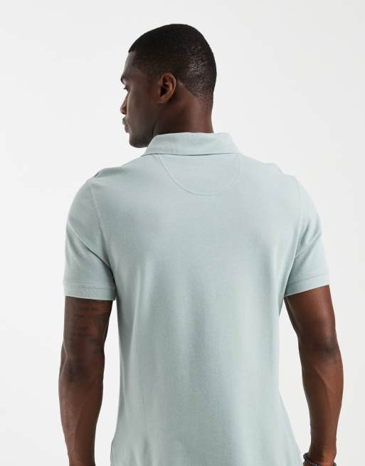 Barbour short sleeve tartan detail pique polo shirt in blue, 5 of 5