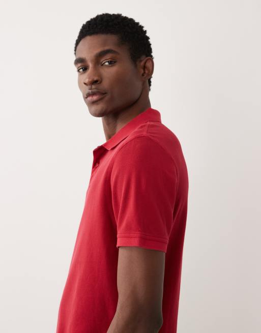 Barbour short sleeved tailored fit pique logo polo shirt in washed red, 4 of 5