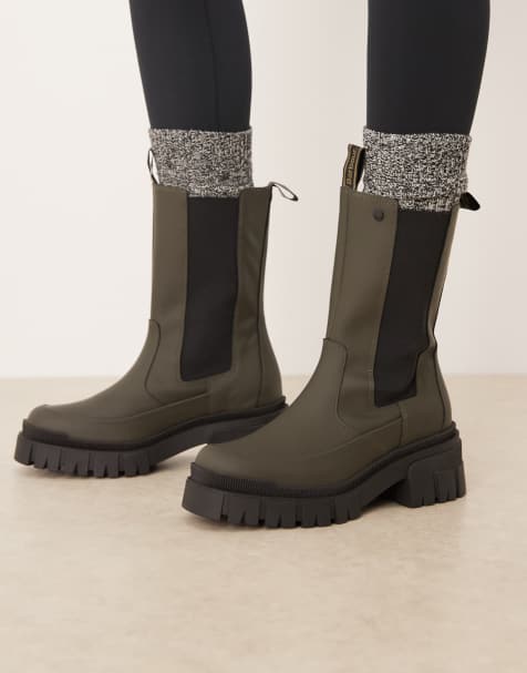 Barbour Sidneigh chelsea boots in olive green - view 1