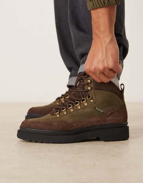 Barbour Sidwood hiking boots in olive green nubuck - view 1