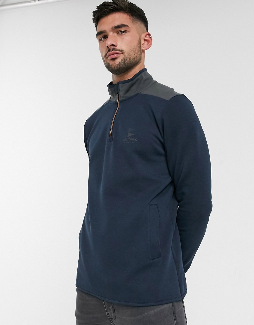 Barbour - Skiff - Sweater met 'storm force' logo met korte rits in marineblauw