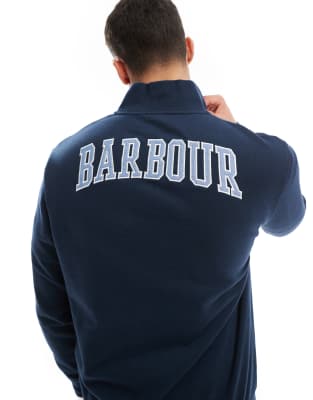 Barbour Skipton collegiate back logo half-zip sweatshirt in navy