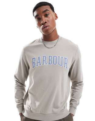 Barbour Skipton collegiate logo crew sweatshirt in khaki-Green