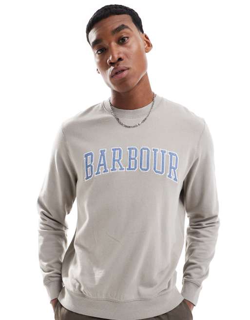 Barbour Skipton collegiate logo crew sweatshirt in khaki