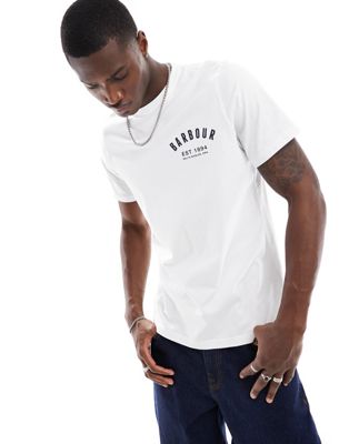 Barbour small collegiate logo t-shirt in white - ASOS Price Checker