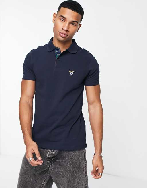 Navy barbour polo sales shirt