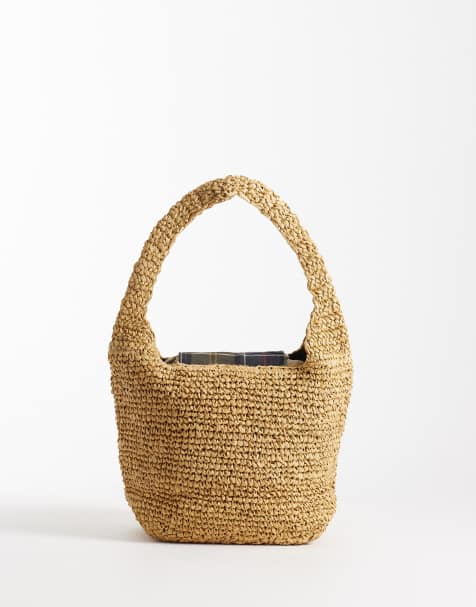 Barbour soft woven mini tote bag in brown - view 1