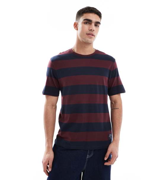 Barbour Somerton relaxed fit stripe t-shirt in coral - view 1