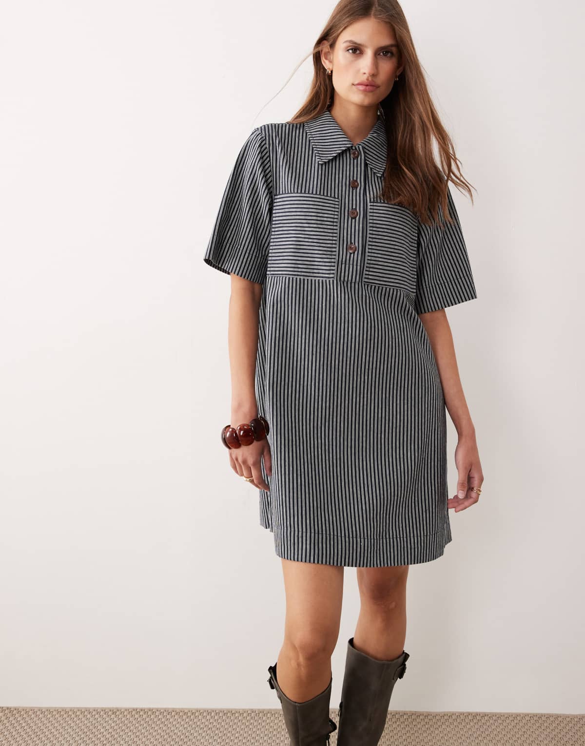 Barbour Sonia mini dress in navy/salt stripe - NAVY