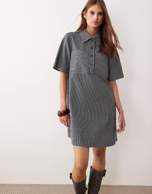 Barbour Sonia mini dress in navy/salt stripe - NAVY