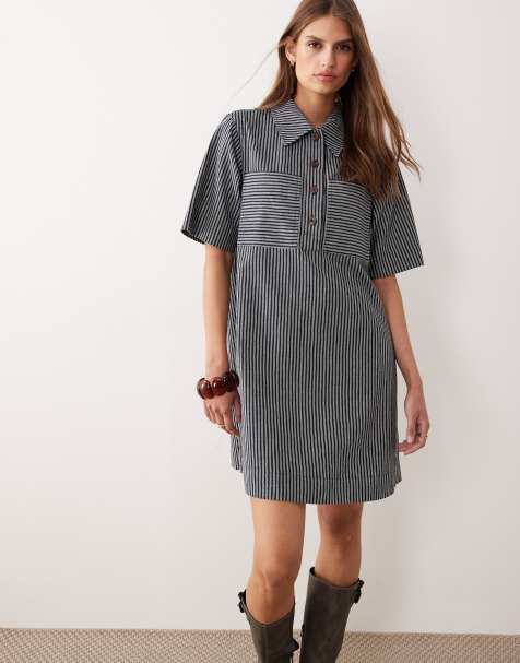 Barbour Sonia mini dress in navy/salt stripe - view 1