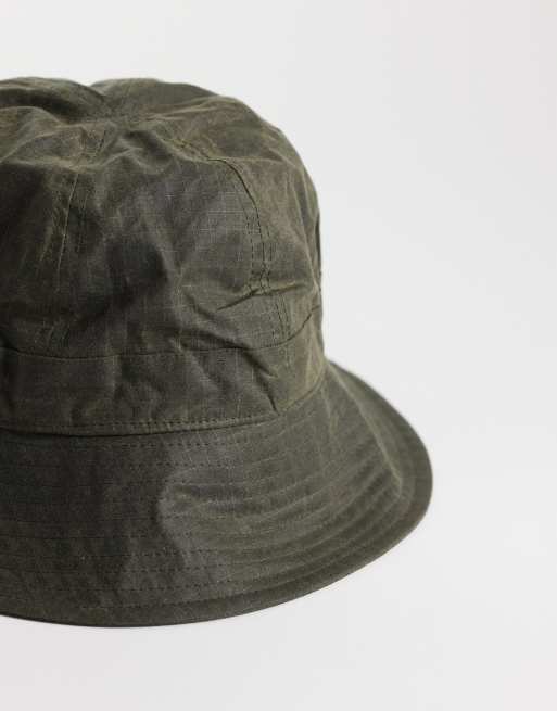 Barbour Spectator 6 panel logo wax bucket hat in green, 3 of 3