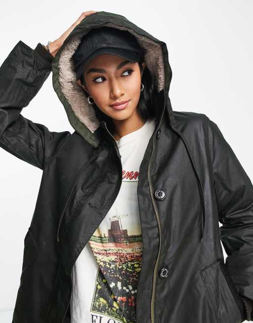 Barbour womens hooded wax hot sale jacket