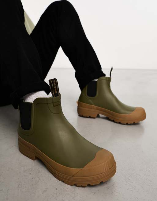 Barbour Storm ankle gumboots in olive green