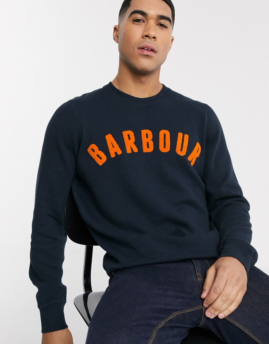 Barbour - Sweater met ronde hals en logo in marineblauw