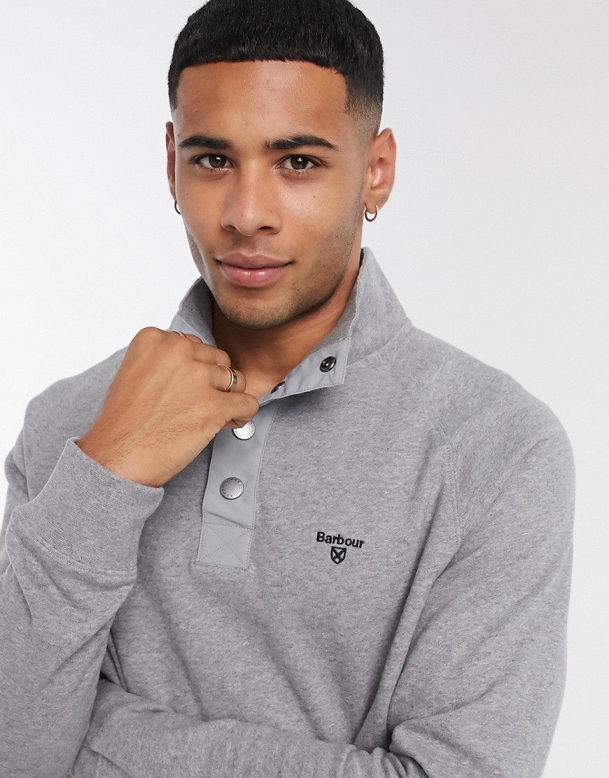 Barbour - Sweatshirt met korte drukknoopsluiting in grijs