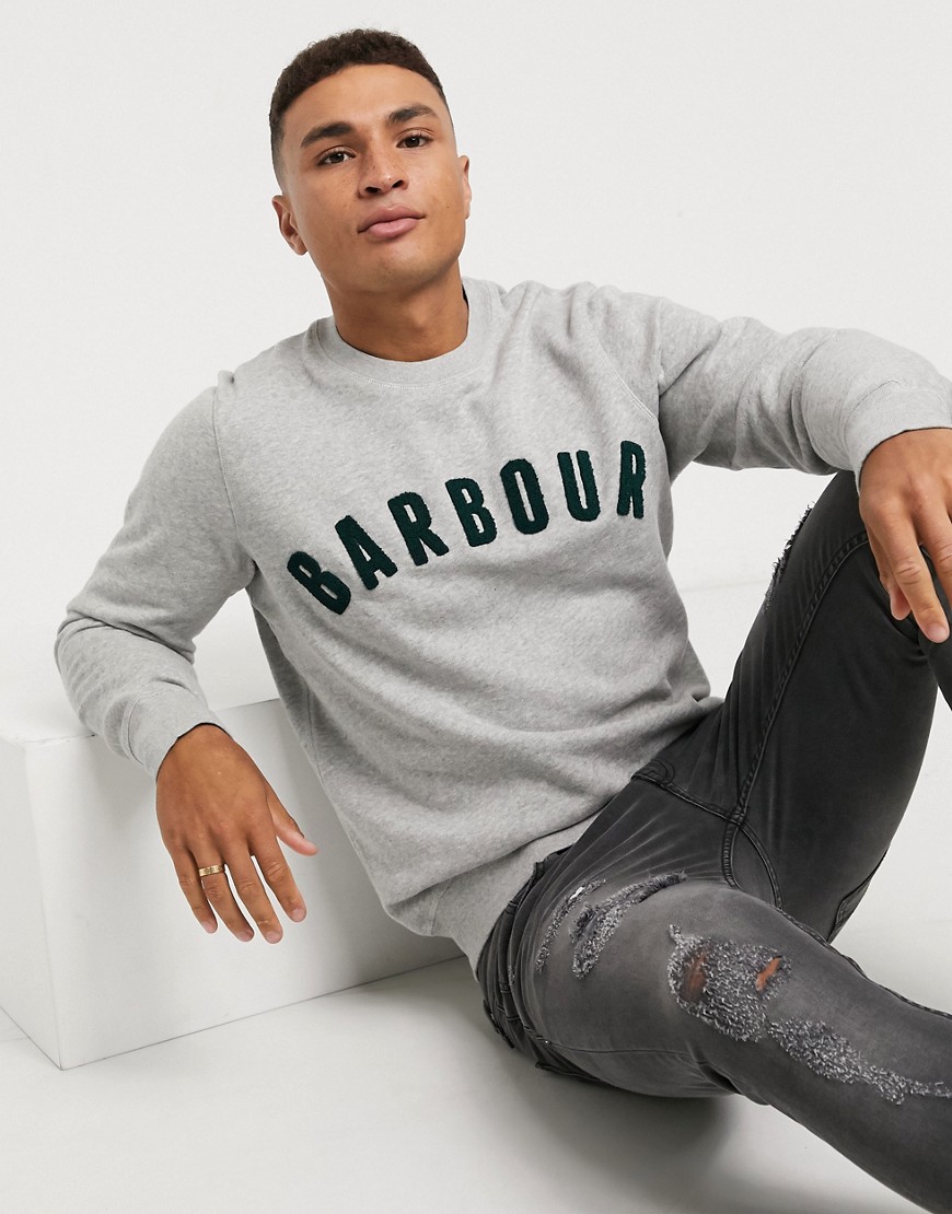 Barbour - Sweatshirt met logo en ronde hals in grijs